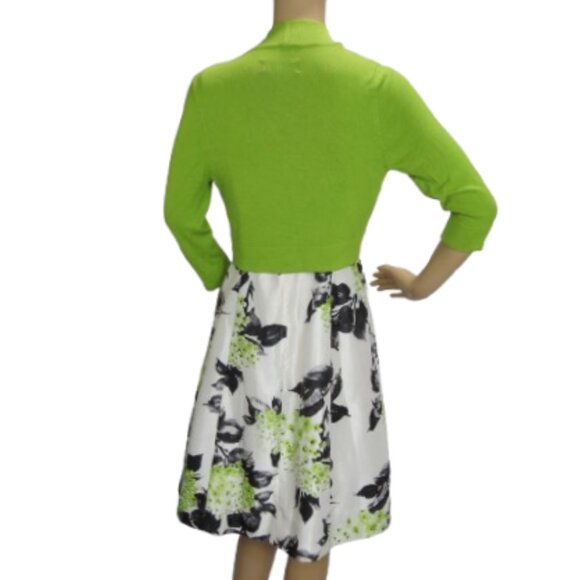 Laura Petites Floral Dress with Lime Green Bolero - Picture 2 of 9